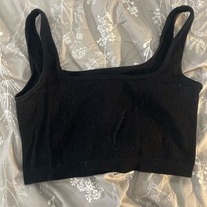 Ambiance Black Ribbed Crop Top